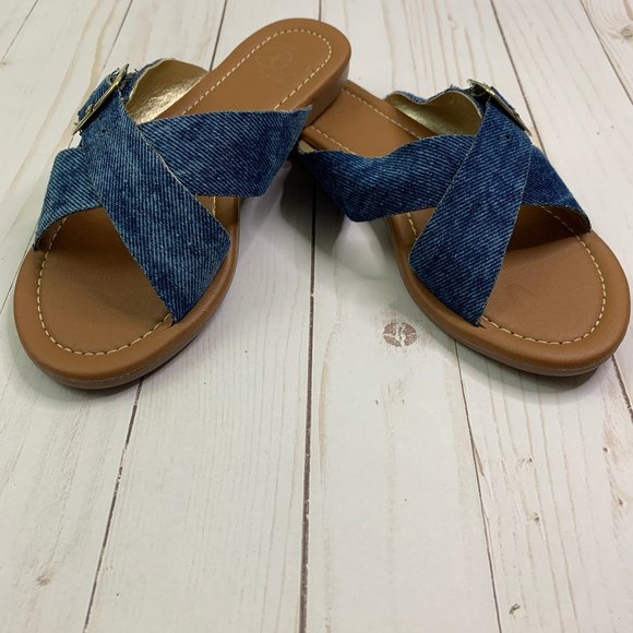 Denim Strap Sandals - Picture 1 of 2